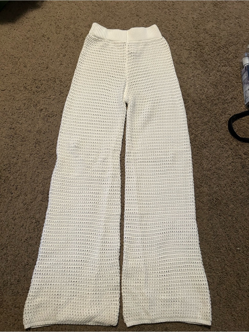 Women’s Cream Crochet Wide-Leg Pants